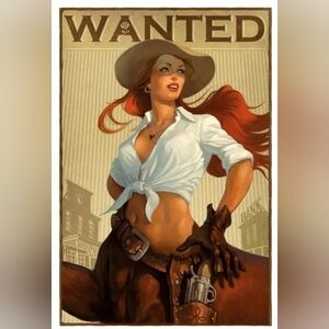 Wanted Cowgirl Aluminum Decorative Sign